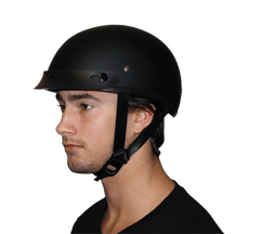 Motorcycle Beanie Style Half Helmet | Hi-Gloss Black