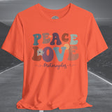 Ladies Retro Peace Love Motorcycles Crew Neck TShirt