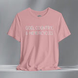 God, Country, & Motorcycles Crew Neck TShirt