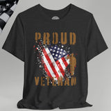 Proud American Veteran Flag Crew Neck TShirt