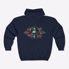 Vintage Pirate Skull Crossbones Zipper Hoodie