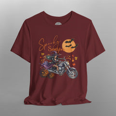 Spooky Season Biker Witch Halloween Crew Neck TShirt