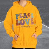 Ladies Retro Peace Love Motorcycles Hooded Sweatshirt