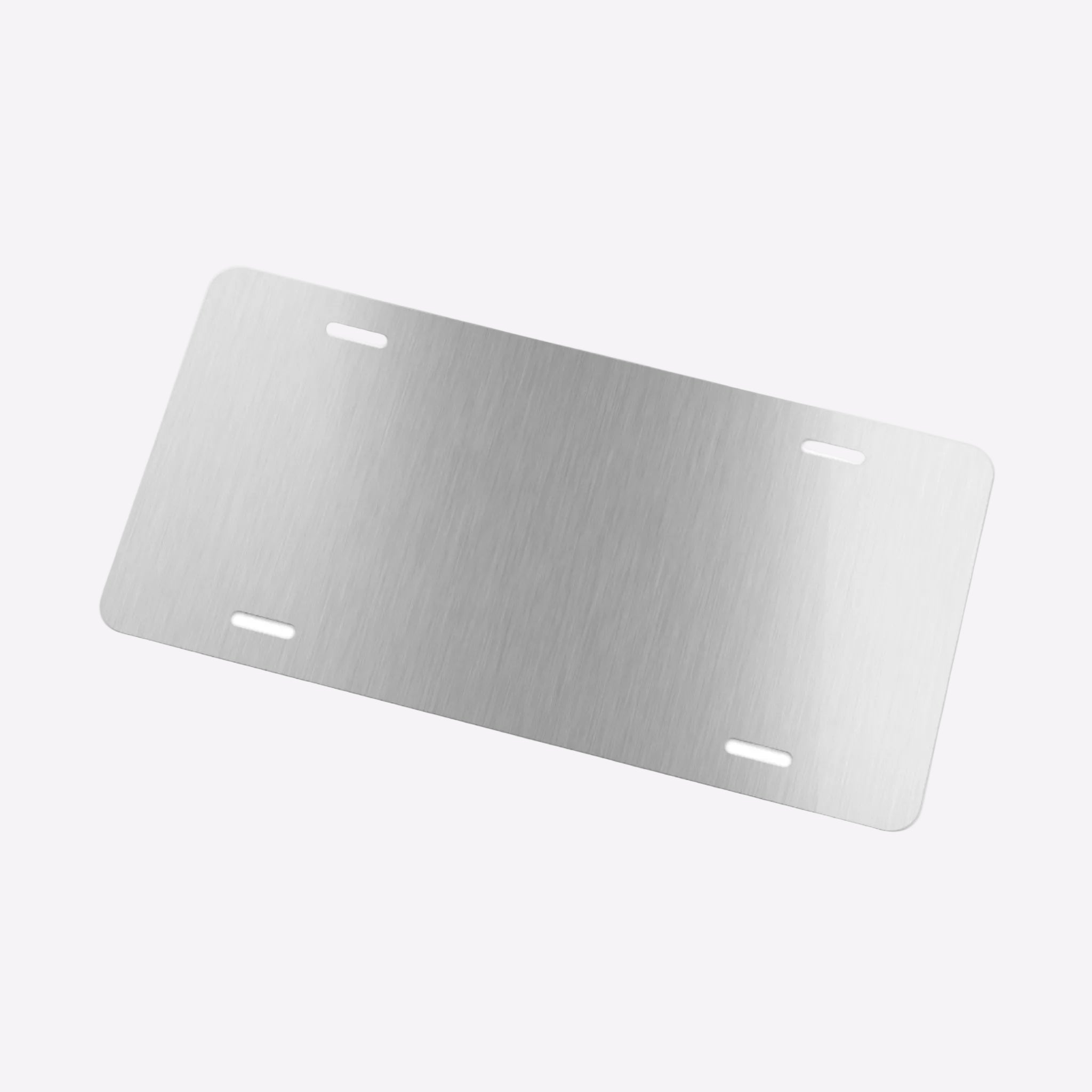 Metallic license plate on a white background
