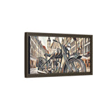 European City Motorcycle Abtract Sketch Framed Canvas Print