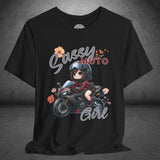 Sassy Motorcycle Girl Crew Neck TShirt
