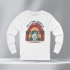 Women's Boho Motorcycle Long Sleeve Crew Neck TShirt