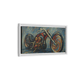 Chopper Motorcycle Framed Canvas Print