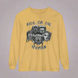 Halloween Zombie Biker Long Sleeve Crew Neck TShirt