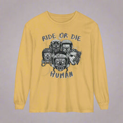 Halloween Zombie Biker Long Sleeve Crew Neck TShirt