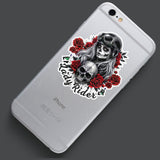 Ladies Rider Skull and Rose Motorcycle Helmet Decal