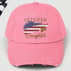 American Veteran Daughter Distressed Dad Hat