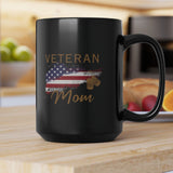 American Veteran Mom Black Coffee Mug, 15oz