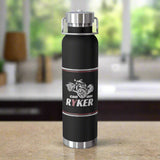 Black water bottle with 'I am Ryker' text and graphic on a white background
