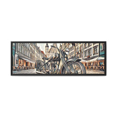European City Motorcycle Abtract Sketch Framed Canvas Print