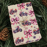 Motorcycles and Bows Cottage Core Gift Wrapping Paper