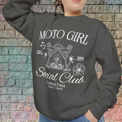 Moto Girl Customized Crew Neck Sweatshirt