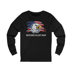 Motorcyclist Map Long Sleeve Crew Neck TShirt
