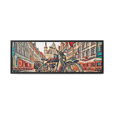 European City Motorcycle Abstract Framed Canvas Art
