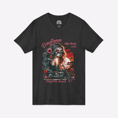 Daytona Bike Week 2026 Boho Biker Girl V-Neck TShirt