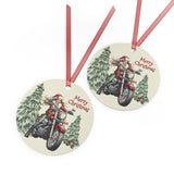 Biker Mrs. Claus Motorcycle Christmas Ornament