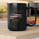 American Veteran Wife Black Coffee Mug, 15oz