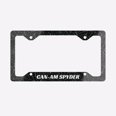License plate frame with 'CAN-AM SPYDER' text on a white background