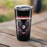 Black tumbler with an eagle design and 'Black Hills South Dakota' text on a white background