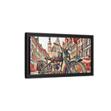 European City Motorcycle Abstract Framed Canvas Art