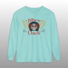 Biker Chick Day of the Dead Long Sleeve TShirt
