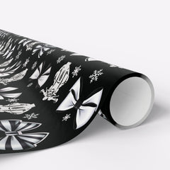 Motorcycle & Bows Black Holiday Gift Wrap