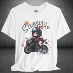Sassy Motorcycle Girl Crew Neck TShirt