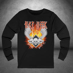 Daytona Bike Week 2025 Gothic Winged Skulls Long Sleeve Crew Neck TShirt