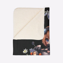 Chibi Girl Motorcycle Cottagecore Sherpa Blanket