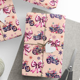 Motorcycles and Bows Cottage Core Gift Wrapping Paper