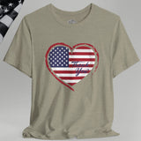 American Veteran Heart Flag Crew Neck TShirt