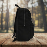 Black backpack on a white background