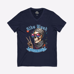 Daytona Bike Week 2026 Women's V-Neck | Hipster Skull Biker Tee