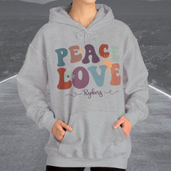 Ladies Retro Peace Love Rykers Hooded Sweatshirt
