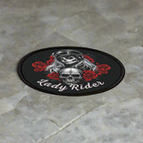 Lady Rider Skull & Roses Printed Iron-On Patch