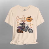 Spooky Season Biker Witch Halloween Crew Neck TShirt