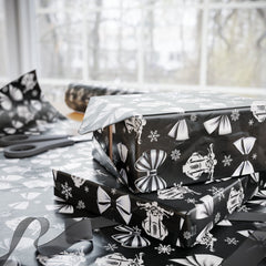 Motorcycle & Bows Black Holiday Gift Wrap