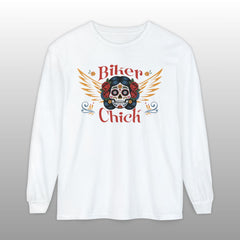 Biker Chick Day of the Dead Long Sleeve TShirt
