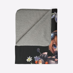 Chibi Girl Motorcycle Cottagecore Sherpa Blanket