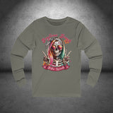 Ladies Daytona Bike Week 2025 Hipster Skull Long Sleeve Crew Neck TShirt