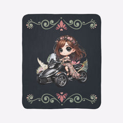 Can-Am Spyder Chibi Girl Cottagecore Sherpa Blanket