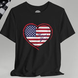 American Veteran Heart Flag Crew Neck TShirt