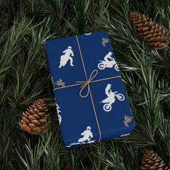 Blue Motocross Gift Wrap - Dirt Bike Racing Design