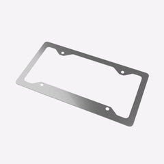 Metallic license plate frame on a white background