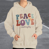 Ladies Retro Peace Love Motorcycles Hooded Sweatshirt